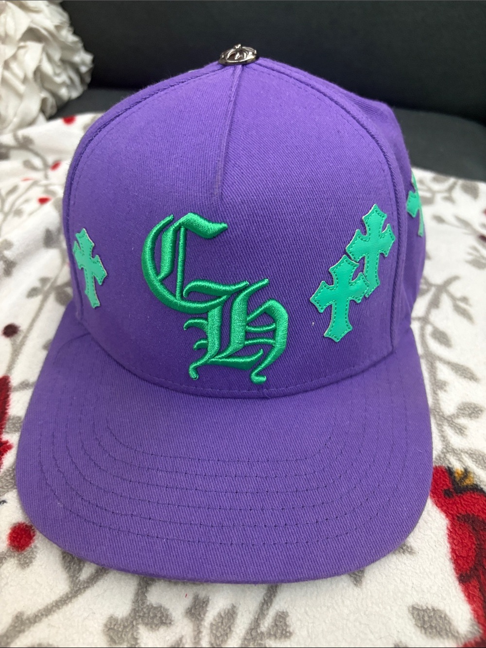 Chrome Hearts Cross Patch Baseball Hat ("Joker" Purple/Green colorway)